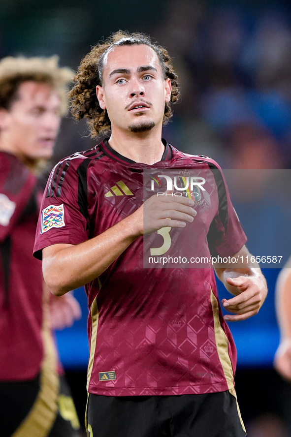 Arthur Theate of Belgium looks on during the UEFA Nations League 2024/25 League A Group A2 match between Italy and Belgium at Stadio Olimpic...