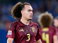 Arthur Theate of Belgium looks on during the UEFA Nations League 2024/25 League A Group A2 match between Italy and Belgium at Stadio Olimpic...