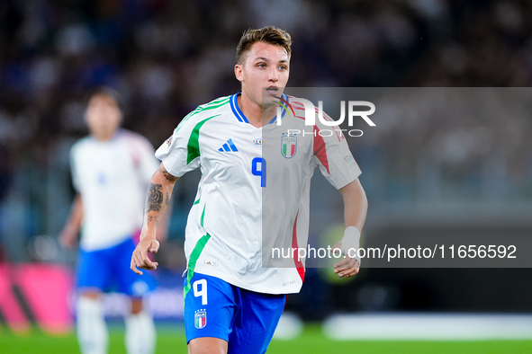 Matteo Retegui of Italy looks on during the UEFA Nations League 2024/25 League A Group A2 match between Italy and Belgium at Stadio Olimpico...