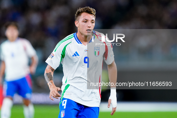 Matteo Retegui of Italy looks on during the UEFA Nations League 2024/25 League A Group A2 match between Italy and Belgium at Stadio Olimpico...