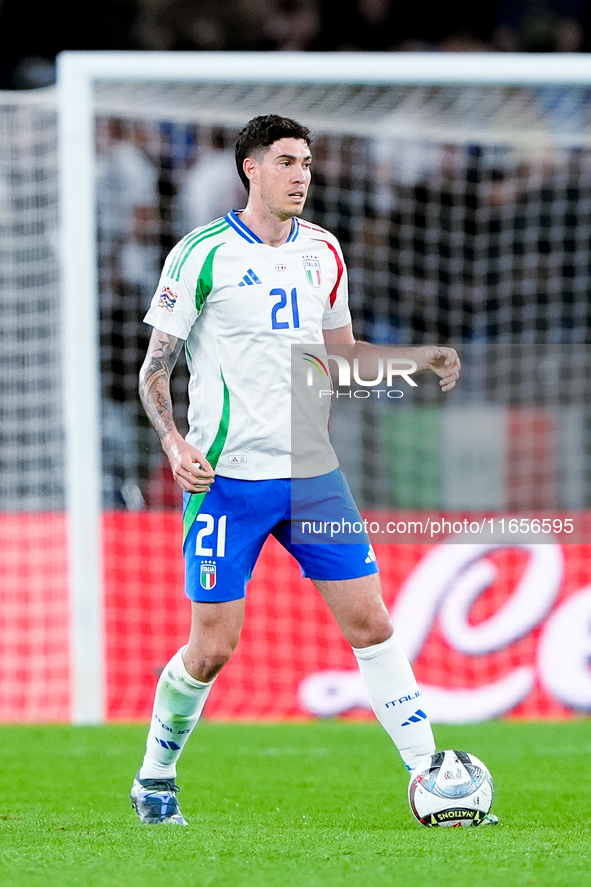 Alessandro Bastoni of Italy during the UEFA Nations League 2024/25 League A Group A2 match between Italy and Belgium at Stadio Olimpico on O...