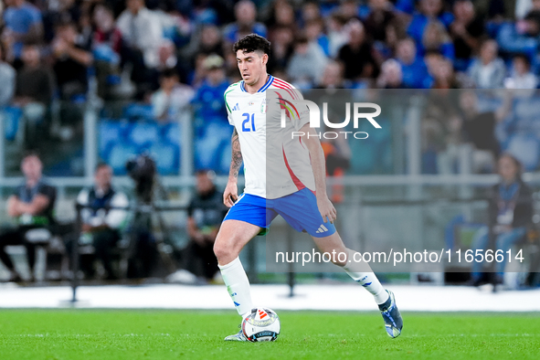 Alessandro Bastoni of Italy during the UEFA Nations League 2024/25 League A Group A2 match between Italy and Belgium at Stadio Olimpico on O...