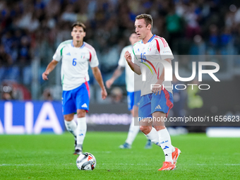 Davide Frattesi of Italy during the UEFA Nations League 2024/25 League A Group A2 match between Italy and Belgium at Stadio Olimpico on Octo...