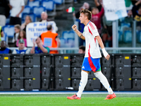 Matteo Retegui of Italy celebrates after scoring second goal during the UEFA Nations League 2024/25 League A Group A2 match between Italy an...