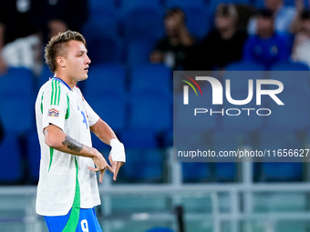 Matteo Retegui of Italy celebrates after scoring second goal during the UEFA Nations League 2024/25 League A Group A2 match between Italy an...