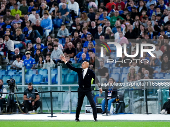 Luciano Spalletti head coach of Italy gestures during the UEFA Nations League 2024/25 League A Group A2 match between Italy and Belgium at S...