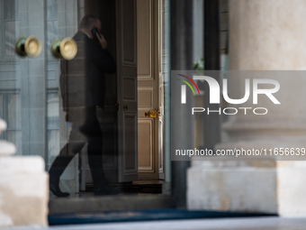 A view of the Elysee Palace, home of President Emmanuel Macron, during the visit of Ukrainian President Volodymyr Zelensky in Paris, France,...