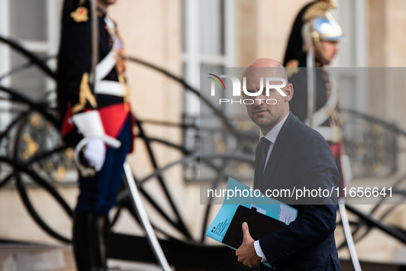 Jean-Noel Barrot, Minister of Europe and Foreign Affairs, is at the Elysee Palace for the first bilateral summit of Ukrainian President Volo...