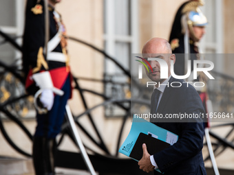 Jean-Noel Barrot, Minister of Europe and Foreign Affairs, is at the Elysee Palace for the first bilateral summit of Ukrainian President Volo...