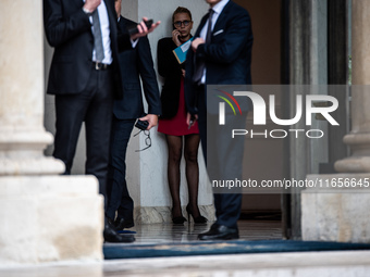 A view of the Elysee Palace, home of President Emmanuel Macron, during the visit of Ukrainian President Volodymyr Zelensky in Paris, France,...