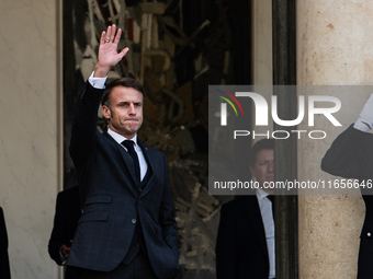 French President Emmanuel Macron and Ukrainian President Volodymyr Zelensky are at the Elysee Palace during the first bilateral summit of Ze...