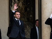 French President Emmanuel Macron and Ukrainian President Volodymyr Zelensky are at the Elysee Palace during the first bilateral summit of Ze...