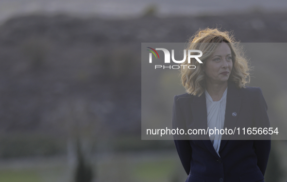 Italian Prime Minister Giorgia Meloni during the MED9 Leaders' Summit at Minthis resort in Paphos. Cyprus, Friday, October 11, 2024.  