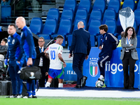 Lorenzo Pellegrini of Italy leaves the pitch after receiving a red card during the UEFA Nations League 2024/25 League A Group A2 match betwe...