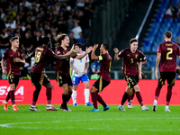 Maxim De Cuyper of Belgium celebrates after scoring first goal during the UEFA Nations League 2024/25 League A Group A2 match between Italy...