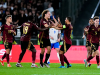 Maxim De Cuyper of Belgium celebrates after scoring first goal during the UEFA Nations League 2024/25 League A Group A2 match between Italy...