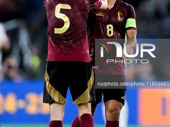 Maxim De Cuyper of Belgium celebrates after scoring first goal during the UEFA Nations League 2024/25 League A Group A2 match between Italy...