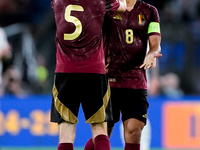 Maxim De Cuyper of Belgium celebrates after scoring first goal during the UEFA Nations League 2024/25 League A Group A2 match between Italy...