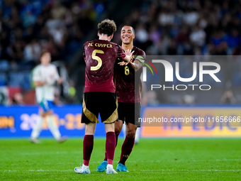 Maxim De Cuyper of Belgium celebrates after scoring first goal during the UEFA Nations League 2024/25 League A Group A2 match between Italy...