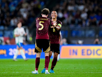 Maxim De Cuyper of Belgium celebrates after scoring first goal during the UEFA Nations League 2024/25 League A Group A2 match between Italy...