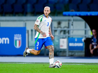 Federico Dimarco of Italy during the UEFA Nations League 2024/25 League A Group A2 match between Italy and Belgium at Stadio Olimpico on Oct...