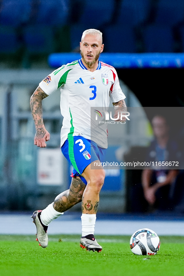 Federico Dimarco of Italy during the UEFA Nations League 2024/25 League A Group A2 match between Italy and Belgium at Stadio Olimpico on Oct...