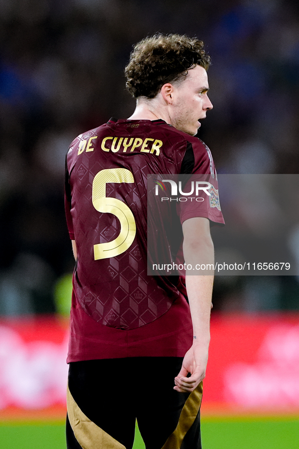 Maxim De Cuyper of Belgium looks on during the UEFA Nations League 2024/25 League A Group A2 match between Italy and Belgium at Stadio Olimp...