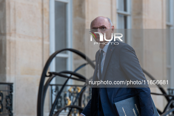 Didier Migaud, Minister of Justice, is at the Elysee Palace for the Council of Ministers in Paris, France, on October 10, 2024. 