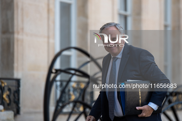 Francois-Noel Buffet, Minister attached to the Prime Minister, responsible for Overseas France, is at the Elysee Palace for the Council of M...