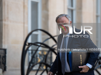 Francois-Noel Buffet, Minister attached to the Prime Minister, responsible for Overseas France, is at the Elysee Palace for the Council of M...