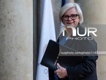 Catherine Vautrin, Minister for Partnerships with the Territories and Decentralisation, is at the Elysee Palace for the Council of Ministers...