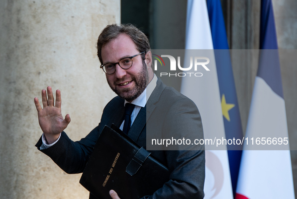 Antoine Armand, Minister for the Economy, Finance and Industry, is at the Elysee Palace for the Council of Ministers in Paris, France, on Oc...