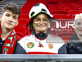 Supporters of Hungary attend the match between Hungary and the Netherlands at the Puskas Arena for the UEFA Nations League season 2024-2025...