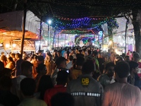 Hindu devotees visit a Puja Mandap during the Durga Puja festival in Dhaka, Bangladesh, on October 10, 2024. (