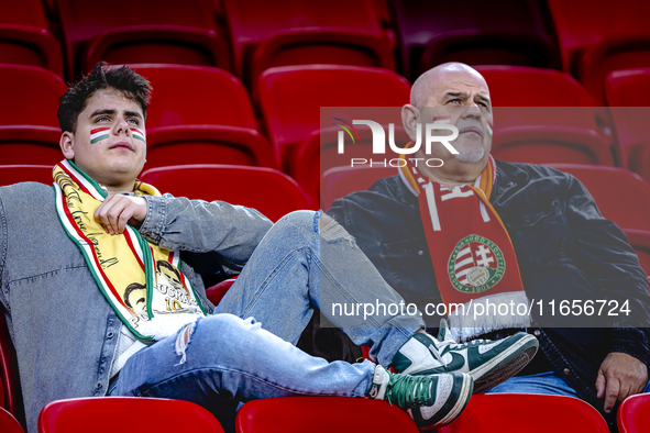 Supporters of Hungary during the match between Hungary and the Netherlands at the Puskas Arena for the UEFA Nations League season 2024-2025...