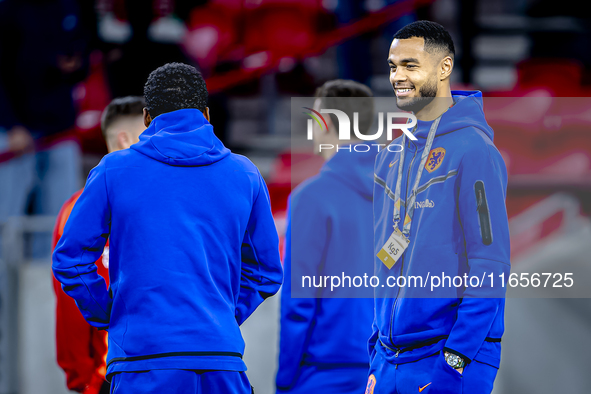 Netherlands forward Cody Gakpo plays during the match between Hungary and the Netherlands at the Puskas Arena for the UEFA Nations League se...