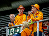 Supporters of the Netherlands attend the match between Hungary and the Netherlands at the Puskas Arena for the UEFA Nations League season 20...