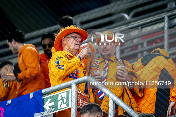 Supporters of the Netherlands attend the match between Hungary and the Netherlands at the Puskas Arena for the UEFA Nations League season 20...