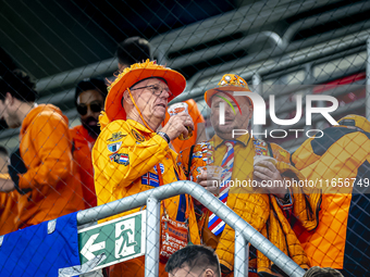 Supporters of the Netherlands attend the match between Hungary and the Netherlands at the Puskas Arena for the UEFA Nations League season 20...