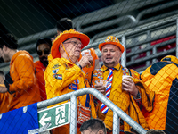 Supporters of the Netherlands attend the match between Hungary and the Netherlands at the Puskas Arena for the UEFA Nations League season 20...