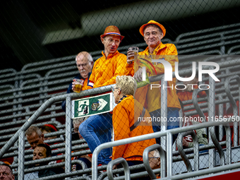 Supporters of the Netherlands attend the match between Hungary and the Netherlands at the Puskas Arena for the UEFA Nations League season 20...