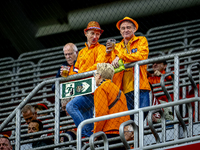 Supporters of the Netherlands attend the match between Hungary and the Netherlands at the Puskas Arena for the UEFA Nations League season 20...