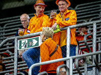 Supporters of the Netherlands attend the match between Hungary and the Netherlands at the Puskas Arena for the UEFA Nations League season 20...