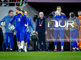 Netherlands goalkeeper Bart Verbruggen plays during the match between Hungary and the Netherlands at the Puskas Arena for the UEFA Nations L...