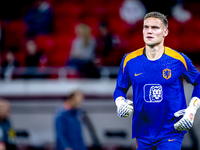 Netherlands goalkeeper Bart Verbruggen plays during the match between Hungary and the Netherlands at the Puskas Arena for the UEFA Nations L...