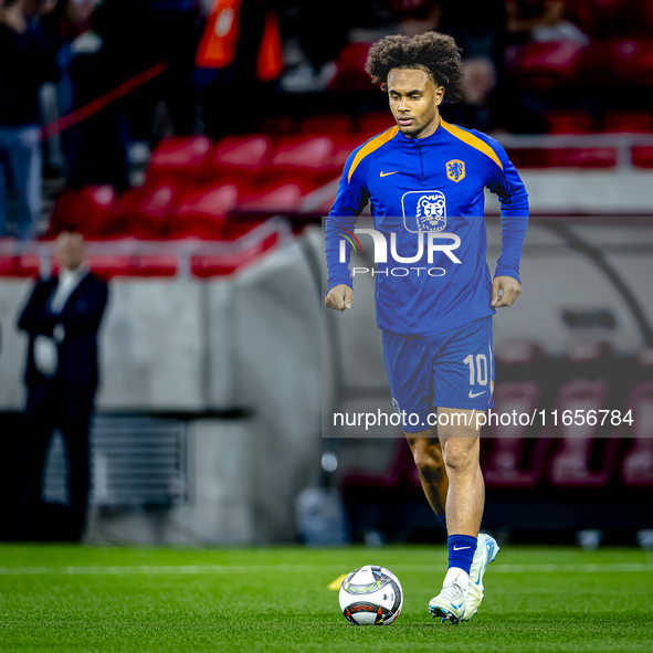 Netherlands forward Joshua Zirkzee plays during the match between Hungary and the Netherlands at the Puskas Arena for the UEFA Nations Leagu...