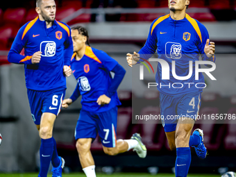 Netherlands defender Virgil van Dijk plays during the match between Hungary and the Netherlands at the Puskas Arena for the UEFA Nations Lea...