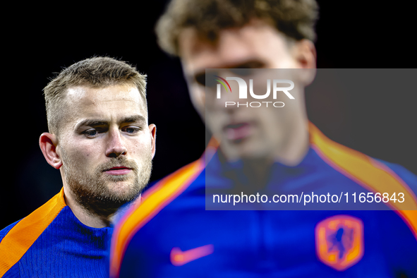 Netherlands defender Matthijs de Ligt plays during the match between Hungary and the Netherlands at the Puskas Arena for the UEFA Nations Le...