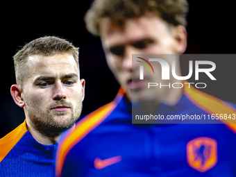 Netherlands defender Matthijs de Ligt plays during the match between Hungary and the Netherlands at the Puskas Arena for the UEFA Nations Le...