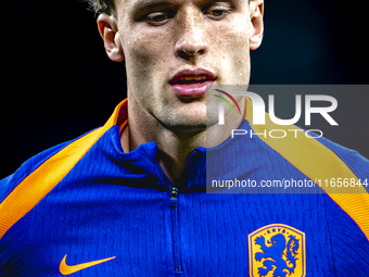 Netherlands midfielder Mats Wieffer plays during the match between Hungary and the Netherlands at the Puskas Arena for the UEFA Nations Leag...